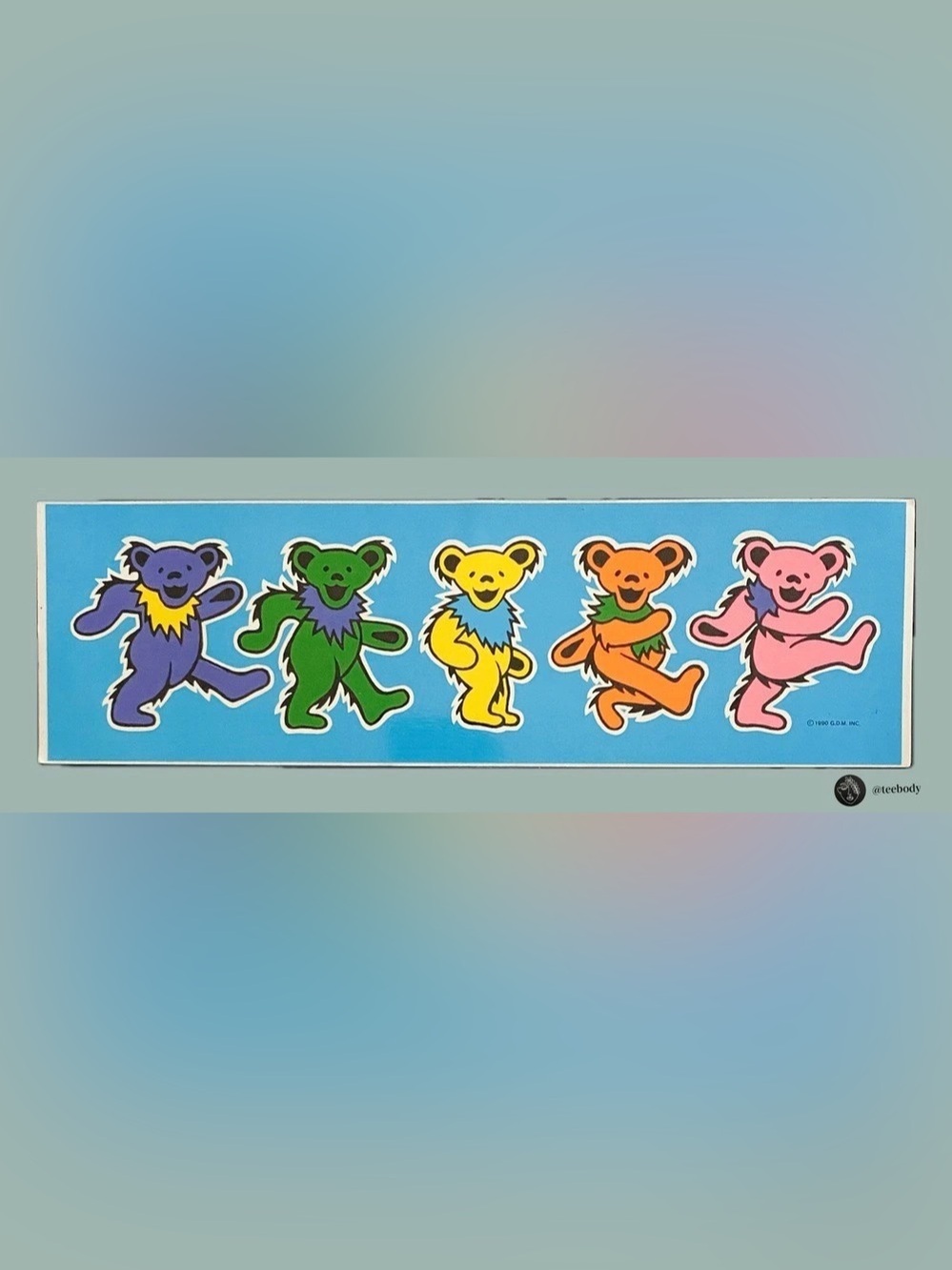 VTG 1990 Grateful Dead Dancing Bears Bumper Sticker Decal GDM NOS Deadhead Blue